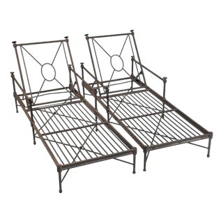 Pair of Restoration Hardware "Catalina" Aluminum Outdoor Lounge Chairs For Sale