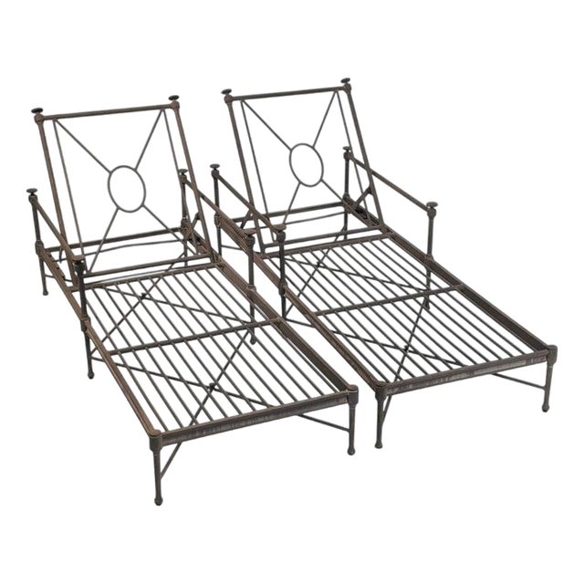 Pair of Restoration Hardware "Catalina" Aluminum Outdoor Lounge Chairs For Sale