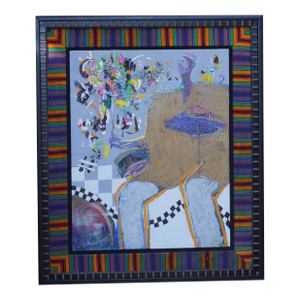 1990s Framed Jazz Musician Painting by Pashyanti Carole Hand