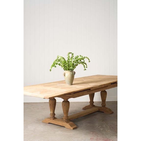 MEASURES 79”W x 42.25”D x 30”H (Standard) Fully Extended 126.5”W 2 Leaves each at 23.75” Early 20th century bleached...