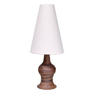 Textured Brown Earthenware Table Lamp from Kai Krebs, Tungelsta, Sweden, 1960s For Sale