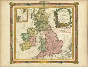 Antique Map of Great Britain and Ireland by Brion De La Tour, 1766