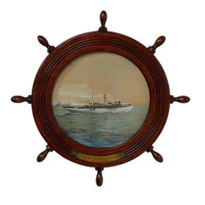 Antique Watercolor of Steam Yacht Akela