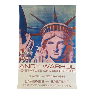 1986 Andy Warhol "10 Statues of Liberty" Exhibition Poster Lithograph For Sale
