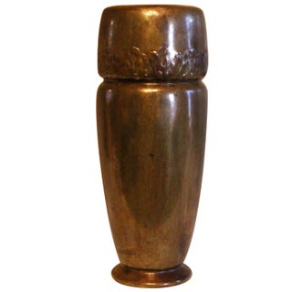 Monumental Brass Vase With Detail For Sale