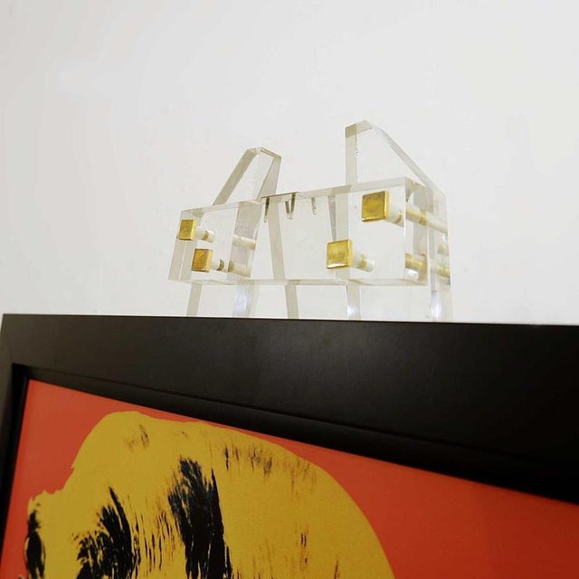 Acrylic and Brass Easel Stand For Sale - Image 10 of 11