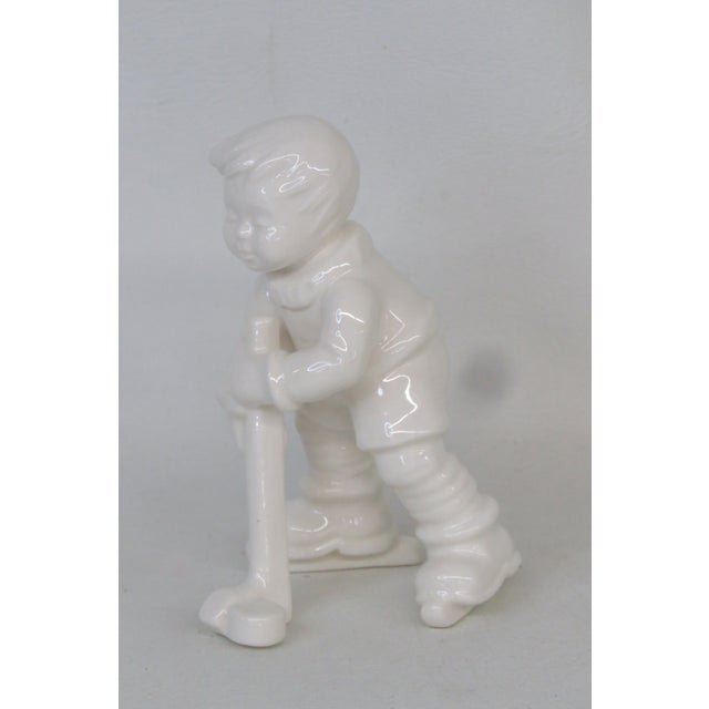 Figurative Goebel Hummel Ice Hockey Player 2143a White Glaze Porcelain Figurine 4702b For Sale - Image 3 of 10