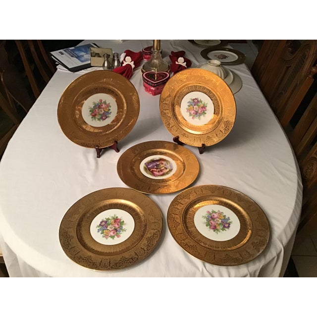 1940s 22k Gold Royal China Warranted Floral And Angelica Kaufmann Cherub Maidens Dinner Plates Set Of 5 Chairish