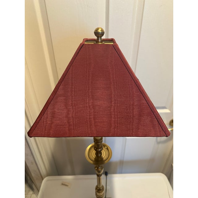 1990’s Frederick Cooper Tall Brass Lamp With Shade For Sale In Detroit - Image 6 of 10