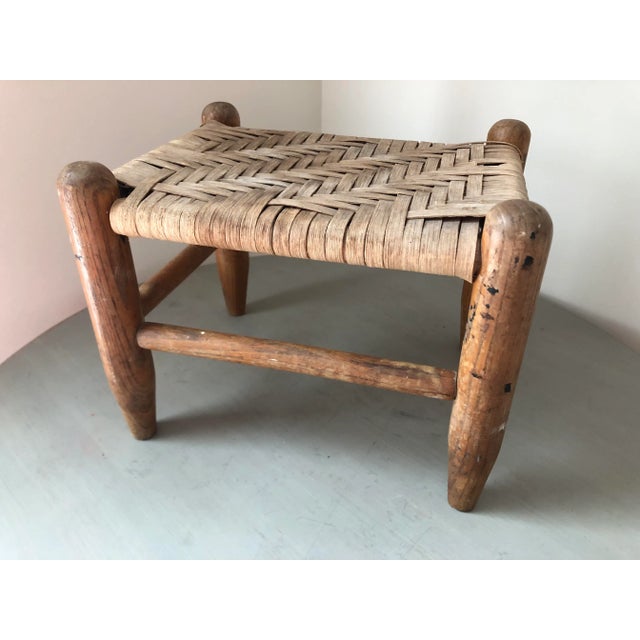 Wood Vintage Woven Oak Stool For Sale - Image 7 of 12
