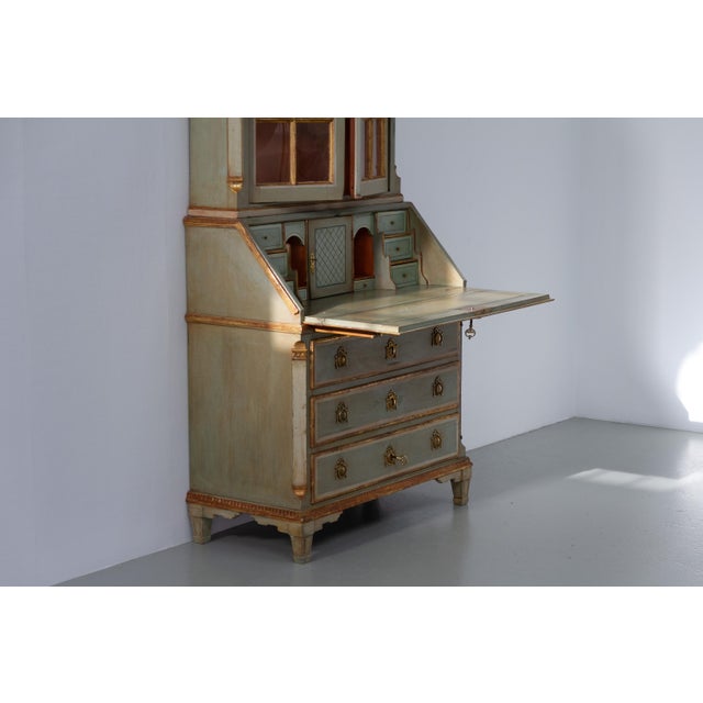 Danish Gustavian Green Secretaire Cabinet, 1780s For Sale - Image 18 of 18