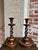 Antique English Oak Open Barley Twist Candlesticks Jacobean Pair C1890 11.0” For Sale - Image 14 of 18