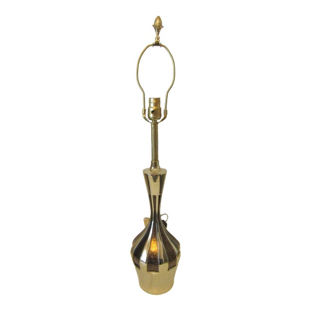1970's Textured Brass Table Lamp Attributed to Tony Paul for Laurel Lamp Co For Sale