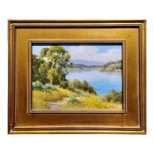 David Chapple -California Impressionist Landscape by the Lake-Oil Painting