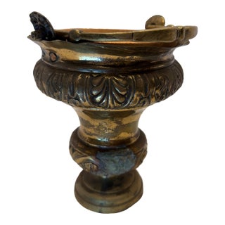 Antique 19th Century Brass Aspersorium - Ornate Ecclesiastical Holy Water Bucket / Liturgical Pot For Sale