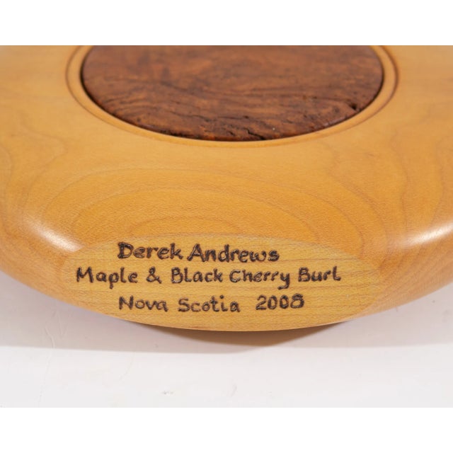 Derek Andrews Signed 2008 Maple and Black Cherry Wooden Vase For Sale - Image 4 of 5