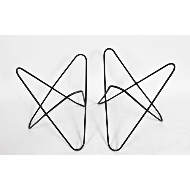 Jorge Ferrari-Hardoy designed Knoll Leather and Steel Butterfly Ottoman / Foot Stool, circa 1950. Featuring a sturdy Black...