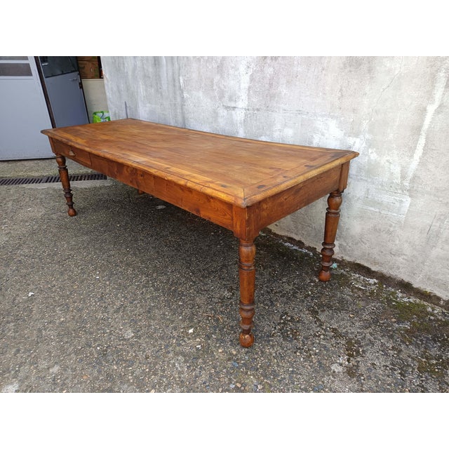 Wood Antique Walnut Workshop Table For Sale - Image 7 of 18