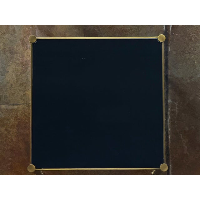 Metal Bronze End Tables With Square Tops of Black Glass From the Savoy Hotel in London For Sale - Image 7 of 12