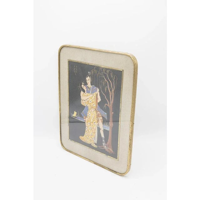 Framed Japanese Print Depicting Lovers' Dance, Early 1900s For Sale - Image 4 of 9