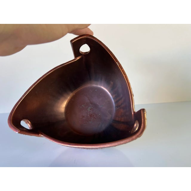 Mid-Century Modern Vintage Copper Finish Sculptural Art Ceramic Bowl For Sale - Image 3 of 10