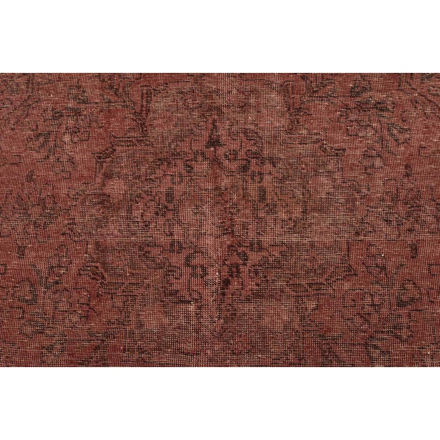 Tabriz Rug 4’10” X 9′ Red Wool Vintage Overdyed Hand-Knotted Oriental Carpet For Sale In Philadelphia - Image 6 of 15