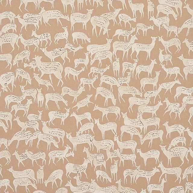 Schumacher Sample - Schumacher Fauna Wallpaper in Fawn For Sale - Image 4 of 4