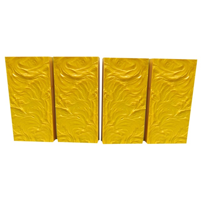 Pop Art Wall Lights in Yellow from Uwe Mersch Design, 1970s, Set of 4 For Sale