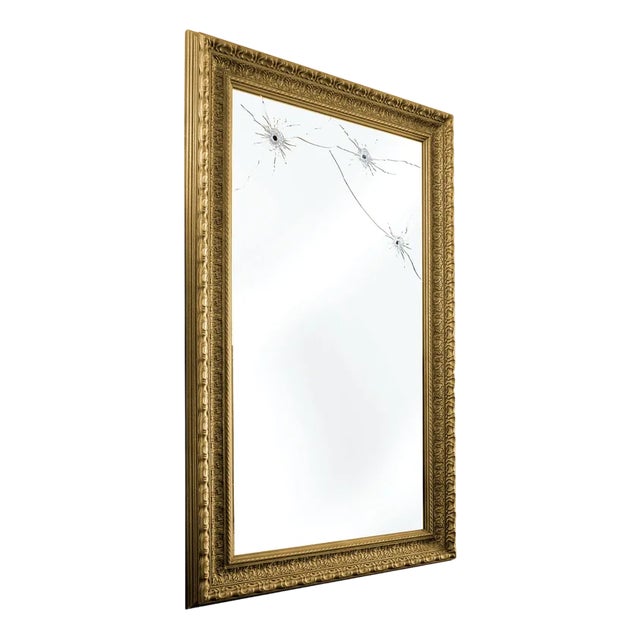 Seven Years Wall Mirror with Gold-Plated Wooden Frame by Barberini & Gunnell For Sale