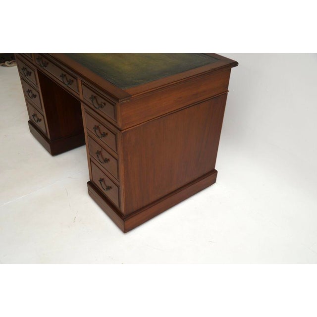 Antique Victorian Leather Top Pedestal Desk, 1860s For Sale - Image 9 of 12