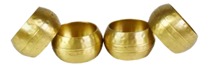 Hammered Round Gold Brass Napkin Rings - Set of 4