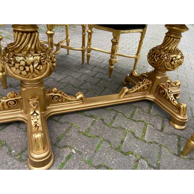 1970 Italian Artisan Baroque Gold Beech Dining Table For Sale - Image 6 of 10