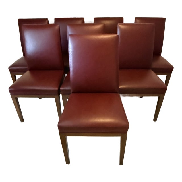 Set of 8 Artistic Frame Dining Chairs With Moore & Giles Leather For Sale