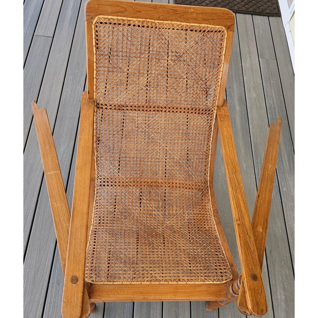 Antique 19th Century Oak Plantation Chair With Original Folding Leg Rests For Sale - Image 4 of 15