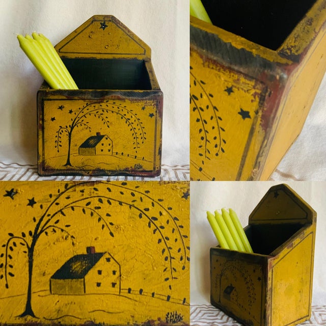 Wood American Primitive Wooden Candle Box For Sale - Image 7 of 12