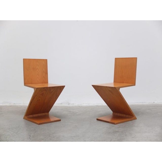 Zig Zag Chairs by Gerrit Rietveld for Cassina, 1980s, Set of 4 For Sale - Image 16 of 18
