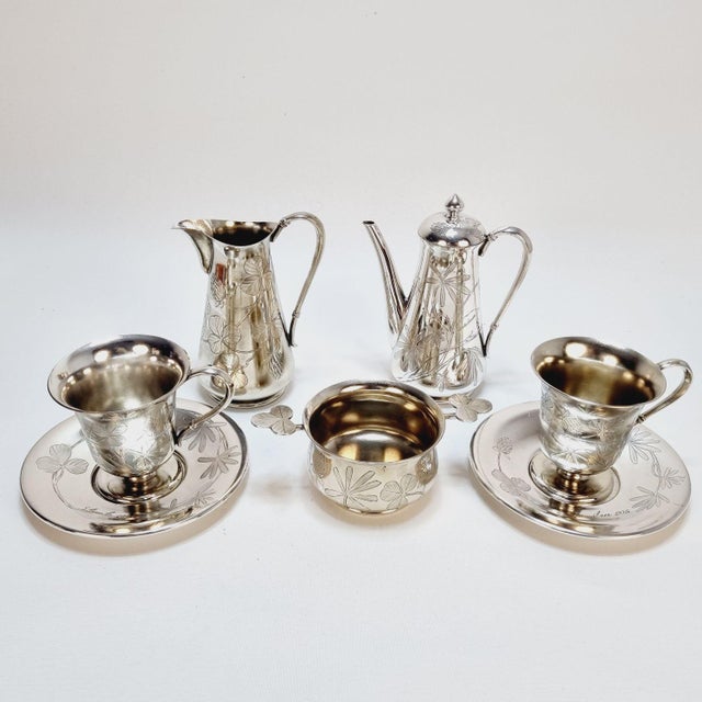 Art Nouveau Alpaca Silver Coffee Service, 1890s, Set of 7 For Sale - Image 11 of 18