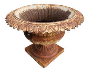 19th Century Gothic Revival Monumental Saw Tooth Cast Iron Urn