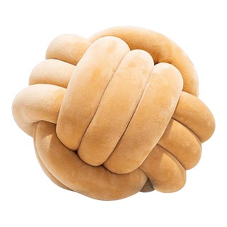 Modern Velvet Goldenrod Knot Decorative Pillow For Sale