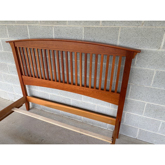Chatam Reproductions Arts & Crafts Mission Style Queen Size Cherry Bed Frame For Sale - Image 4 of 9