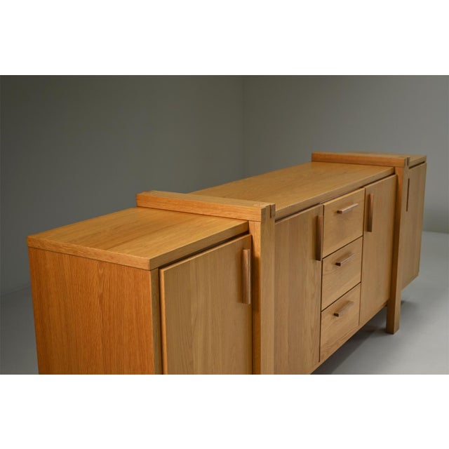 Large Brustalist Oak Sideboard, Belgium, 1990s For Sale - Image 6 of 9