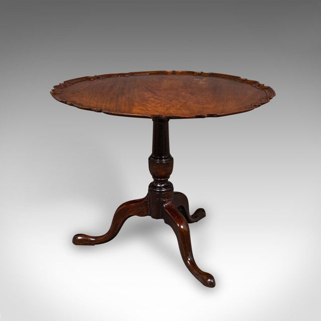 Antique 4 Seat Occasional Table, English, Walnut, Tilt Top, Pie Crust, Georgian For Sale - Image 4 of 12