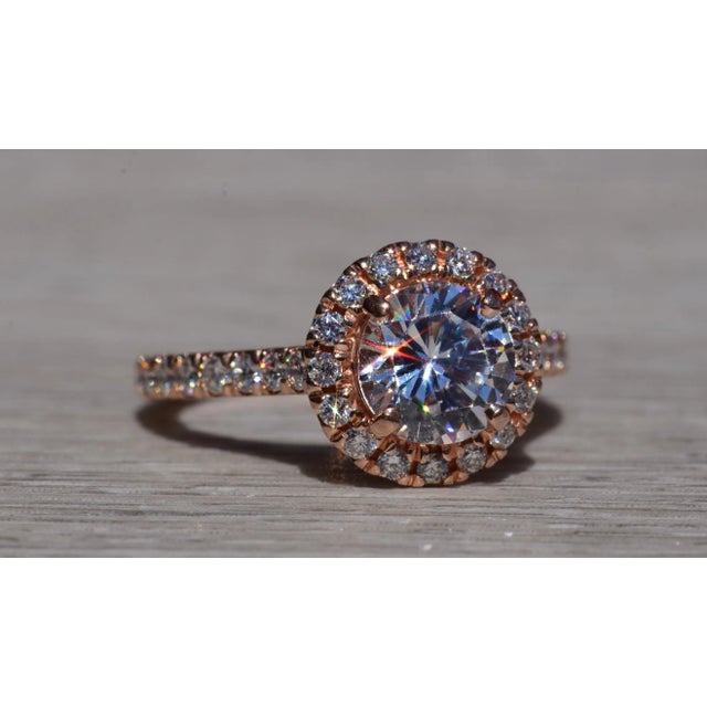 The Argyle: Rose Gold Halo Engagement Ring For Sale - Image 9 of 12