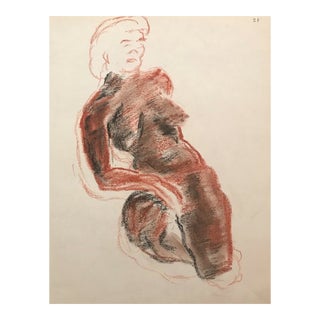 1950s Portrait of a Female Nude Drawing For Sale