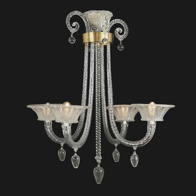 Vintage Blown Glass Chandelier, 1940s For Sale - Image 3 of 16