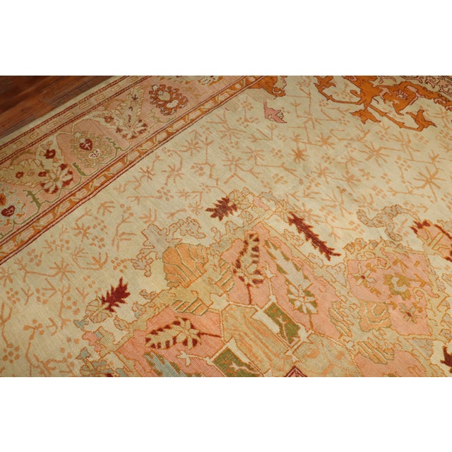 Zabihi Collection Ivory Antique Large Oushak Rug - 11'8" x 15'6" For Sale - Image 9 of 12