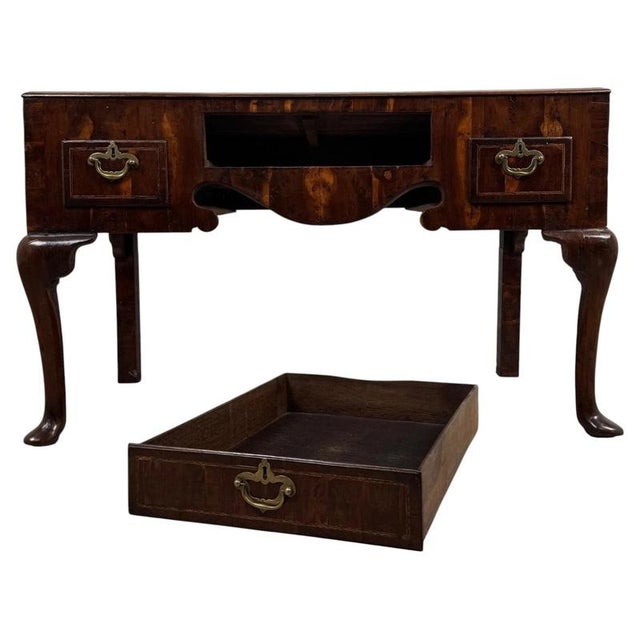 2000 - 2009 Antique English Queen Anne Style Walnut Side Table, 1700s For Sale - Image 5 of 12