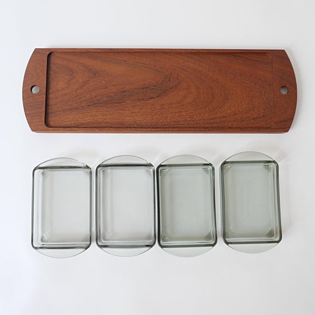 Scandinavian Teak Appetizer Tray and Dishes, Denmark, 1970s, Set of 5 For Sale - Image 10 of 15
