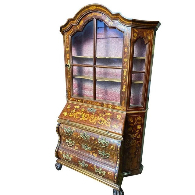 Dutch Miniature Secretaire Bookcase in Walnut, 18th Century For Sale - Image 3 of 16