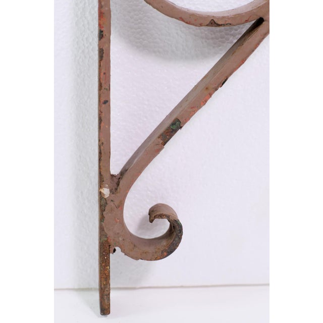 Vintage Brown Painted Wrought Iron Shelf Brackets For Sale - Image 4 of 5